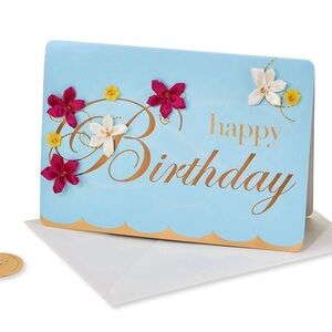 🆕Papyrus Embroidered Flowers Birthday Greeting Card